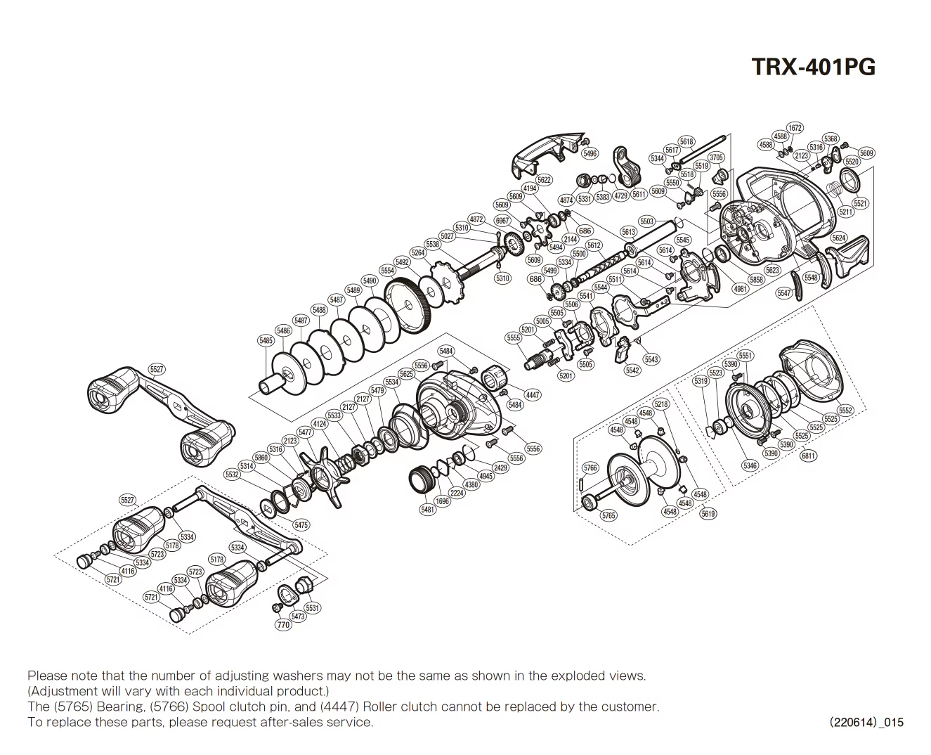 Onderdelen voor Tranx 401 A linkshandig molens