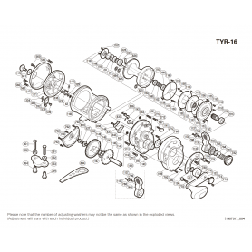 Onderdelen voor Tyrnos 16lb rechtshandig molens