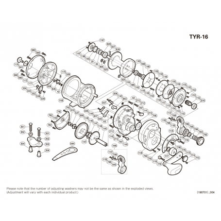Despiece Carrete Tyrnos 16lb Diestro