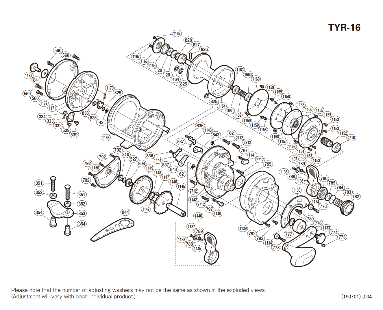 Pièces détachées Tyrnos 16lb droitier