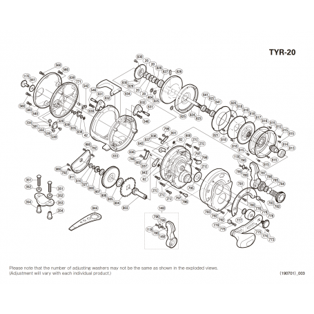 Peças de reposição para Tyrnos 20lb destro