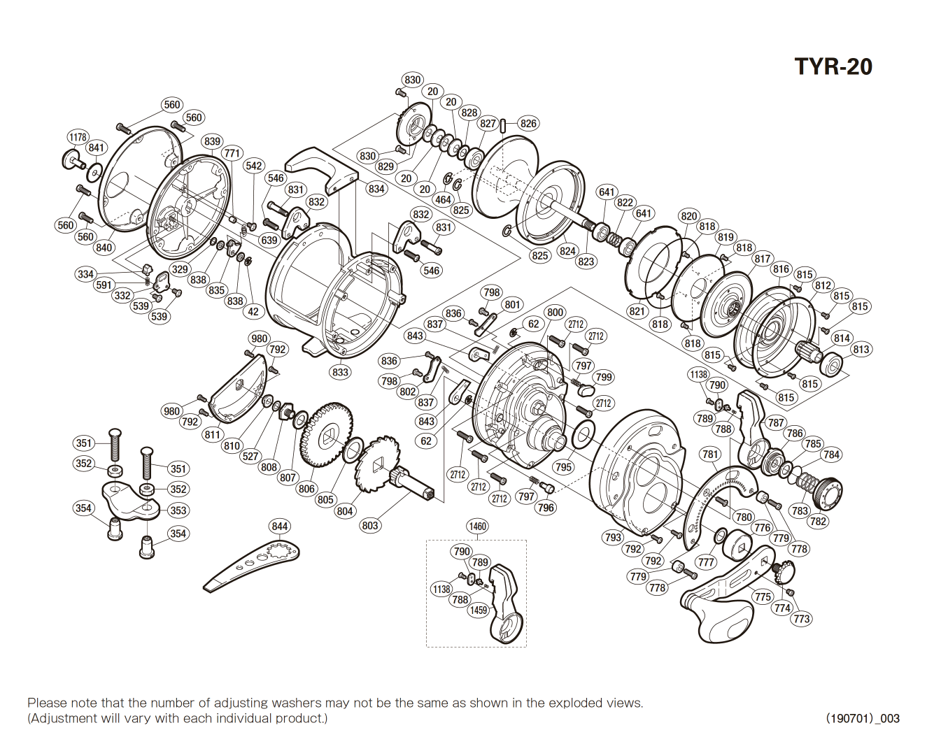 Tyrnos 20lb right-handed Reel Spare Parts