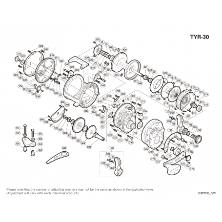Peças de reposição para Tyrnos 30lb destro