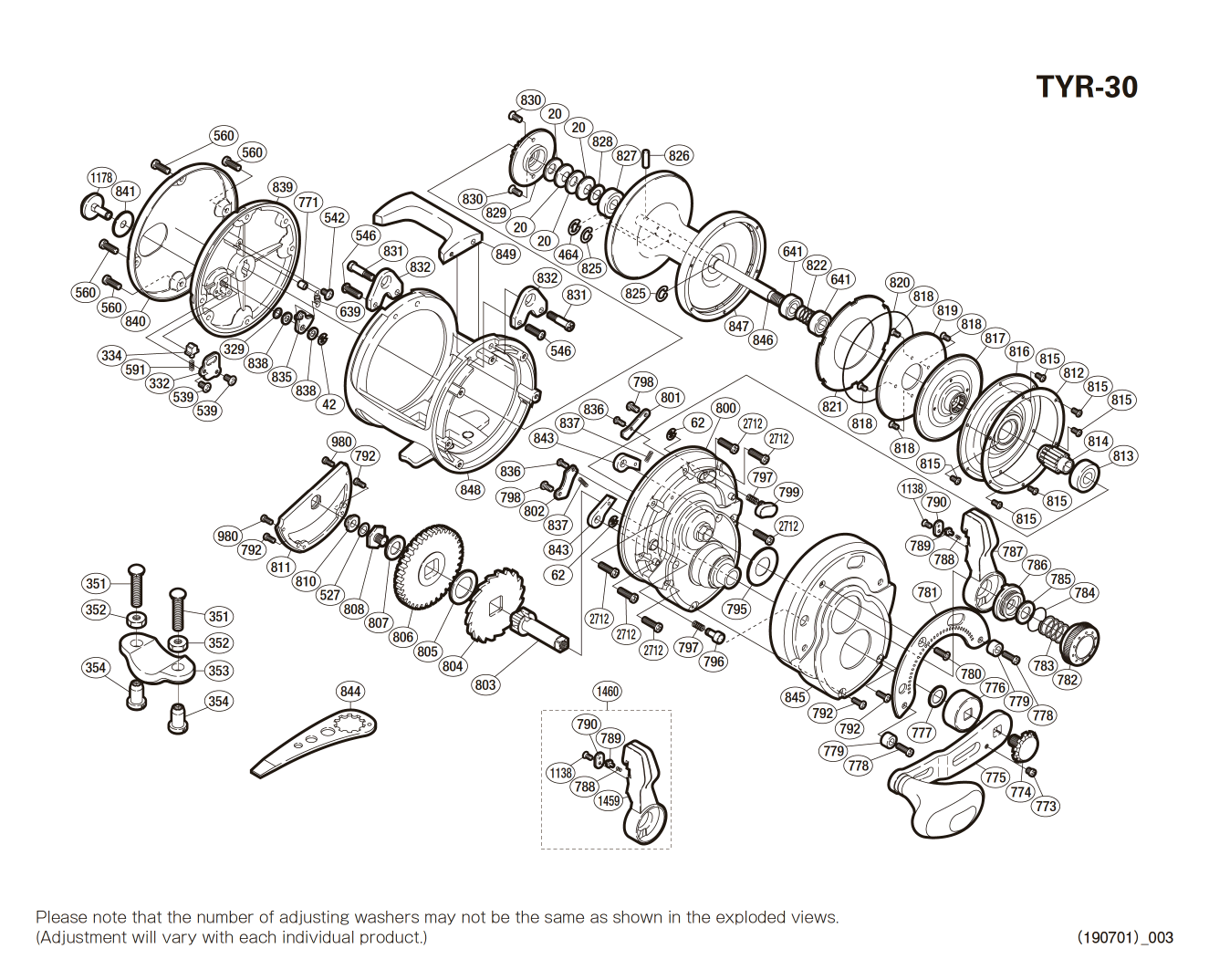 Pièces détachées Tyrnos 30lb droitier