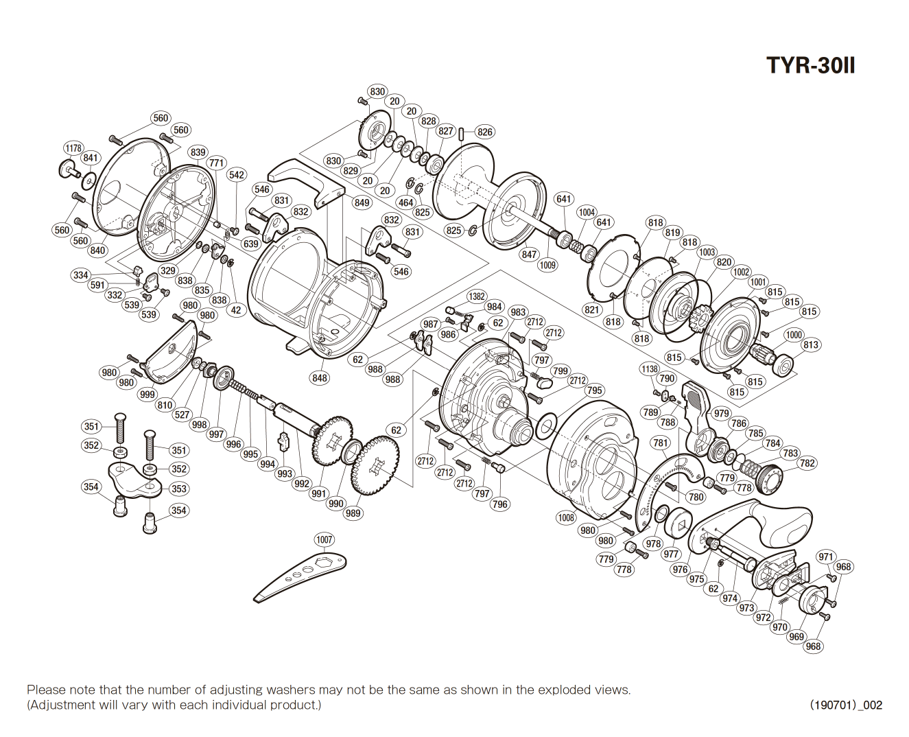 Peças de reposição para Tyrnos 30lb 2-Speed destro